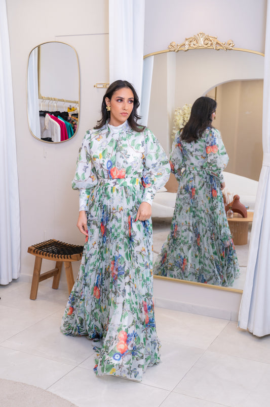 Robe fleurie plissée