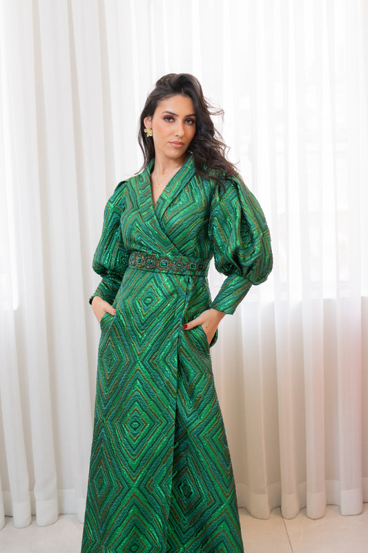 Robe manteau en brocard