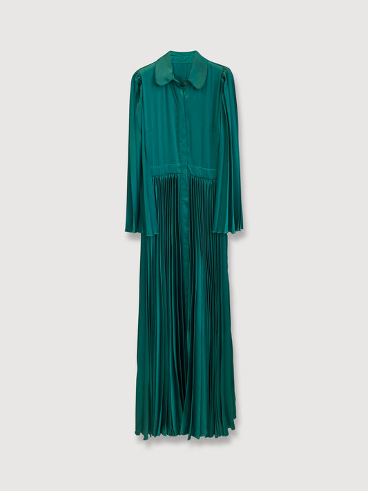 PLEATED SUN DRESS - GREEN