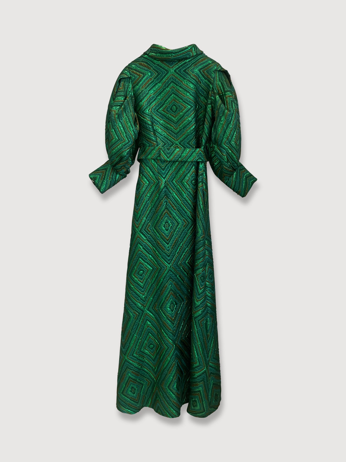 BROCADE COAT DRESS - GREEN